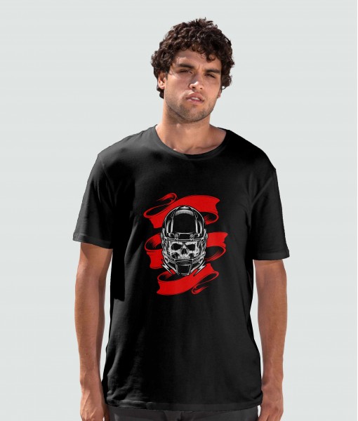 Мъжка тениска с щампа Готика Череп с каска - TShirtArtShop.com